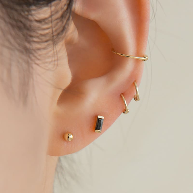 LUNNE 14k Baguette-cut Cubic Zirconia Earrings (14k Gold) A08