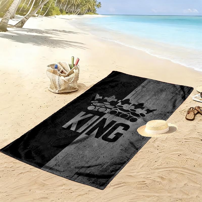 King or Queen Print Beach Towel, Large Soft Quick Dry Towel for Beach Camping Swimming