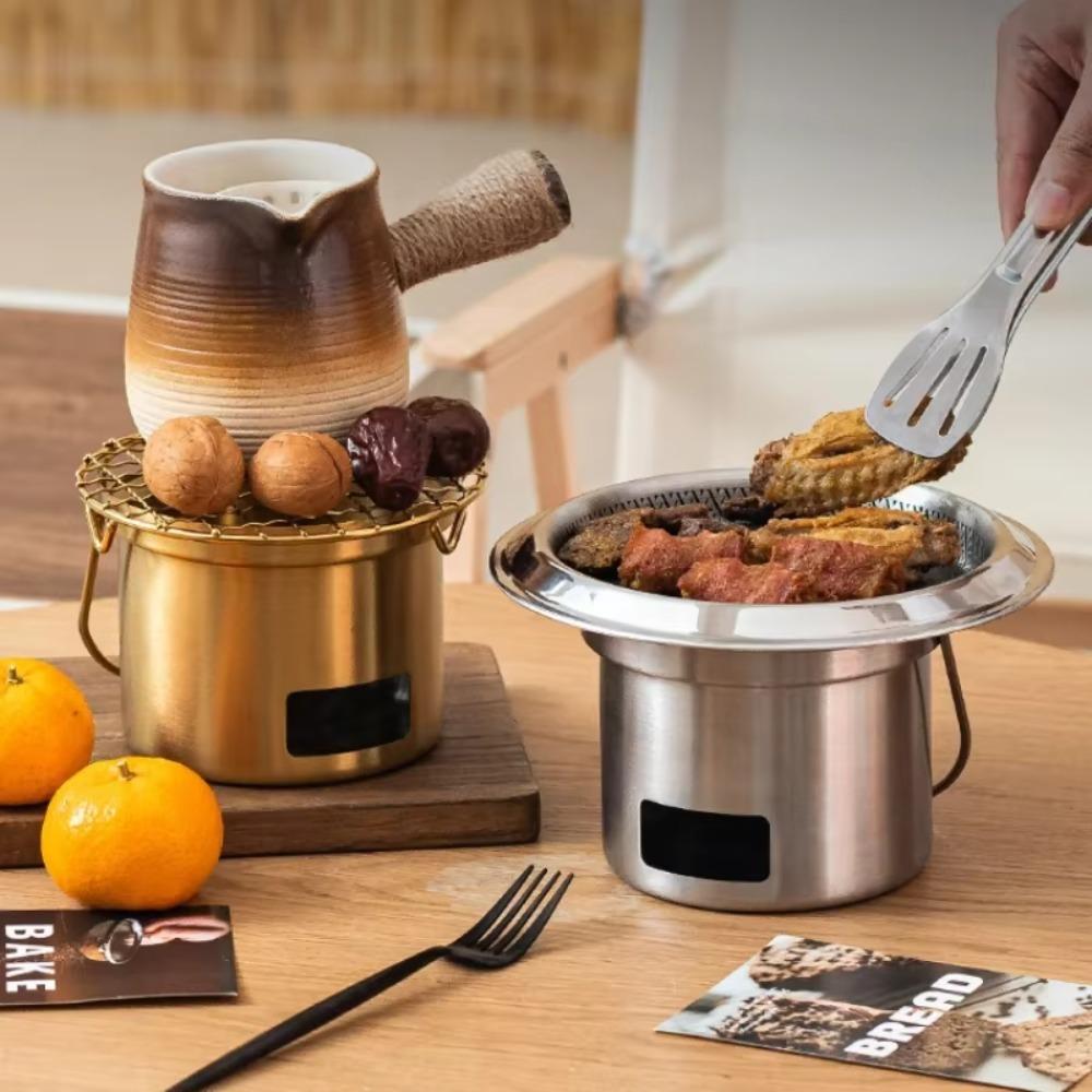 Gold/Silver Stainless Steel Camping Stove Rust-proof Grilling Stove Barbecue Stove  Picnic