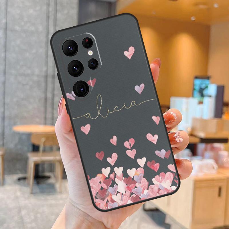 Personalised Initials Polka Monogram Case For Samsung Galaxy S23 S22 Ultra S20 S21 FE S9 S10 Note 10 Plus Note 20 Ultra Cover