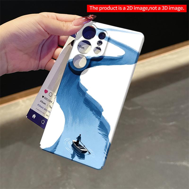2DFlat Samsung phone case Serpentine River Journey Boat Scene Applicable to Galaxy S22 S23 S24 S25ULTRA S26 A12 A13 A14 A15 A16