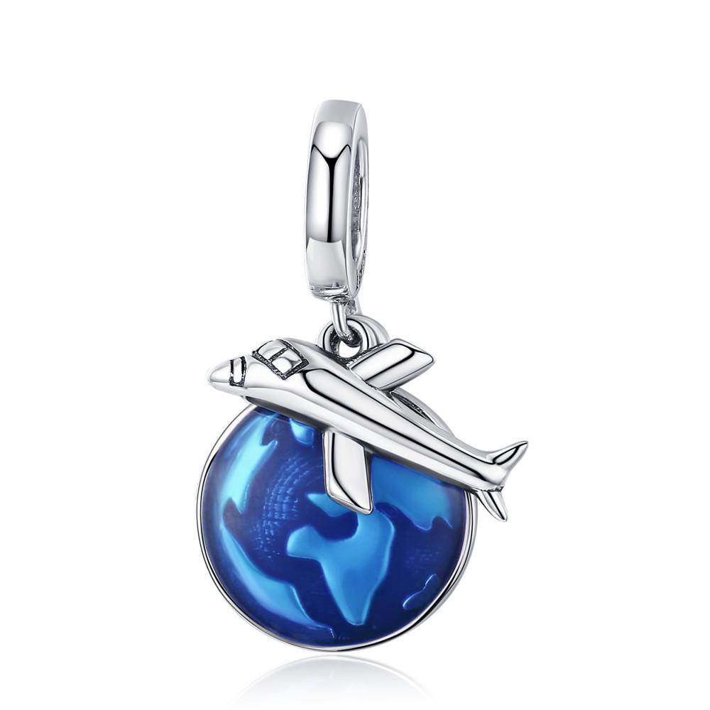 BAMOER 925 Silver Travelling Charms Fit for Silver Snake Bracelet Bangle Balloon Pendant Dainty Camera Beads Jewelry
