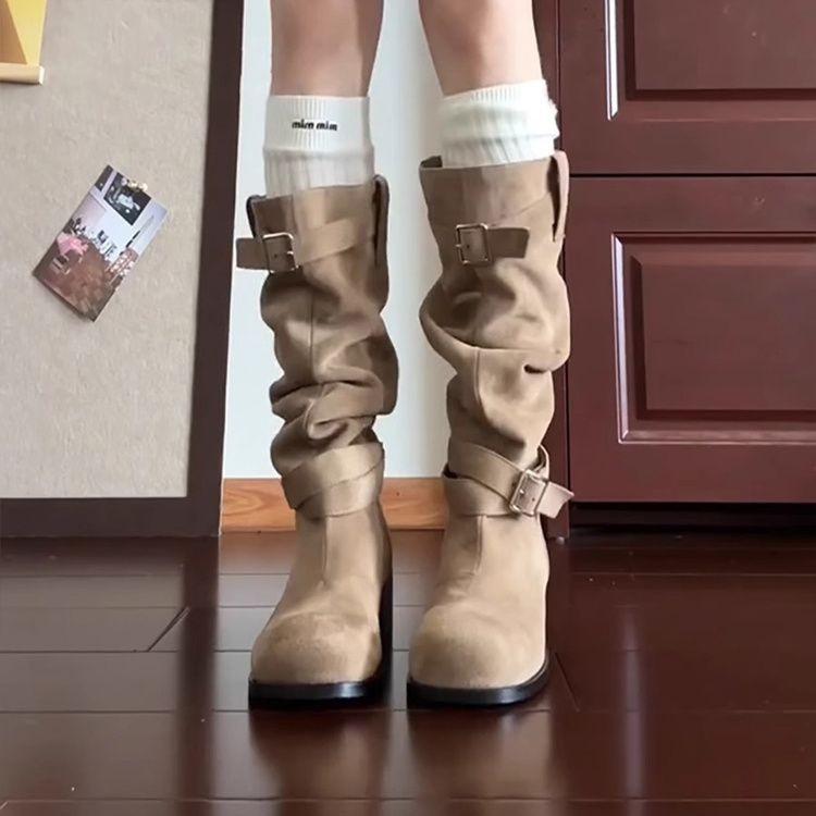 Fashion New Spring  Autumn Retro Fashionable Versatile Cowboy Boots Elegant Minimalist Tall Boots Women's Shoes