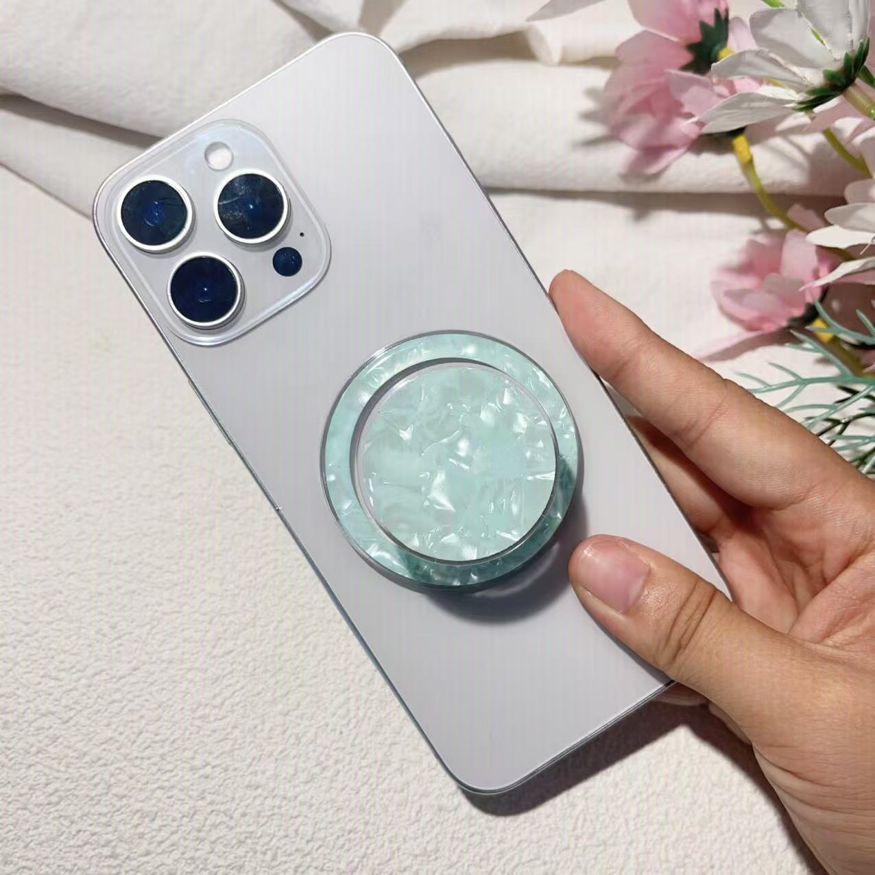 

Роскошный Блестящий Разноцветный Круглый Магнитный Держатель Griptok Подставка-Держатель для Телефона Поддержка для iPhone 16 для iPad Magsafe Smart Tok светло-зеленый