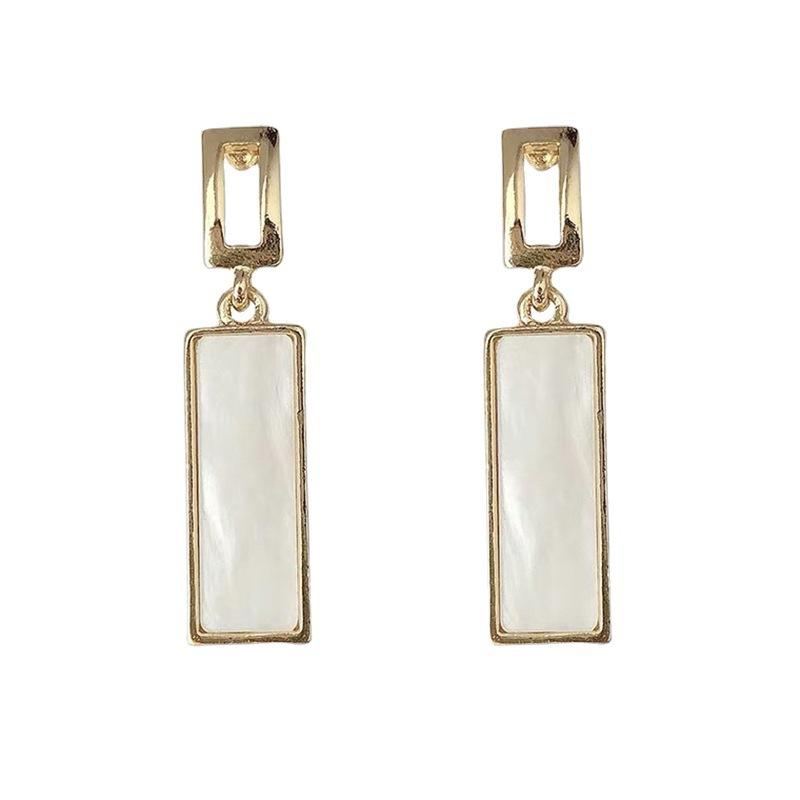 Rectangular Shell Earrings with Versatile Temperament, Personalized Earrings That Highlight The Face, Slim Earrings for Women, Fashionable Commuting