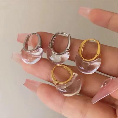Neue Trendige Wassertropfen Ohrstecker Für Damen Mode Kupfer Vergoldeter Schmuck Transparente Accessoires Für Party