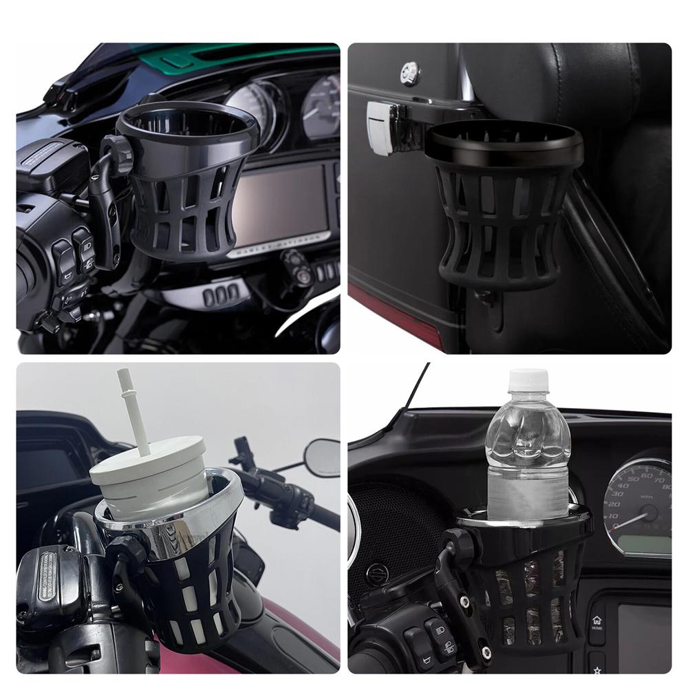 Motorcycle Handlebar Drink Cup Holder W/Mesh Basket Mount Universal