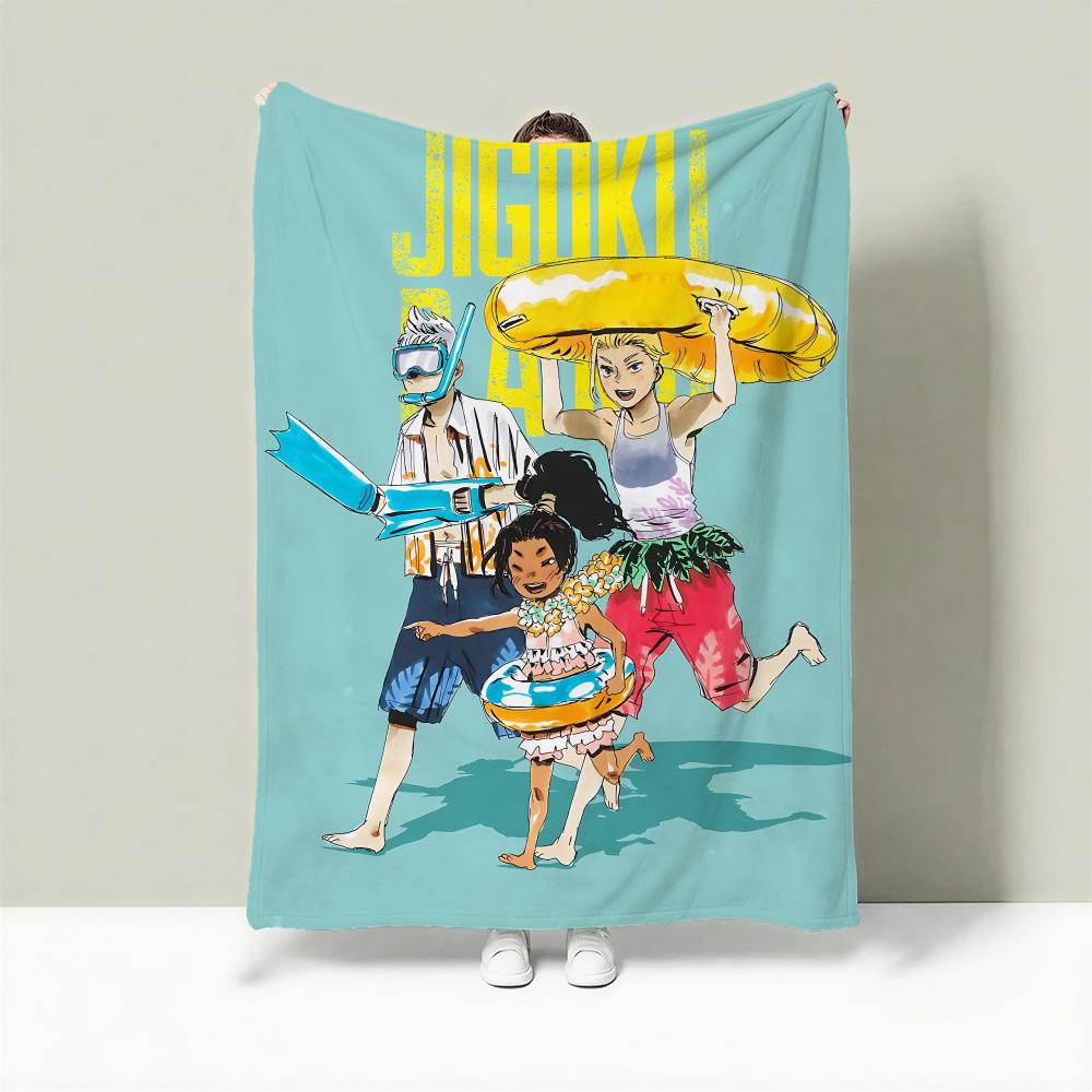 Anime H-Hell s Paradise Throw Lightweight 240g Flannel Blanket Soft Skin-friendly for Summer Cooling 75X95CM