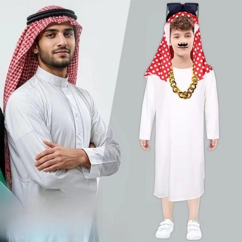 Cosplay Arab Robe Set White Robe Halloween Costumes Unique Dubai Style Stage Dress  Trade Party