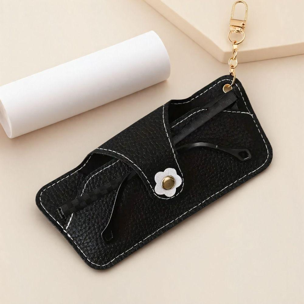 

Snap PU Leather Sunglasses Bag With Keychain Eyewear Holder Portable Flower Glasses Case Students помаранчевий