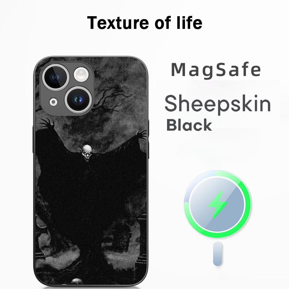 Super cool vampire fashion pattern design Phone Case For iPhone 17 16 15 14 13 12 Plus Pro Max High-end Luxury Magsafe Sheepskin