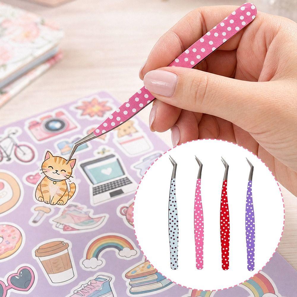 Stainless Steel Curved Stickers Tweezers Anti-static Lashes Extension Tweezer Extensions Grafting