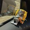 Cartoon Cat And Mouse Car Ornament, Resin Car Dashboard Decor, Kawaii Character Figurines for Office Desk