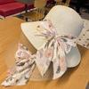 Straw Hat Lady Summer New Bow Streamer Fisherman Hat Fashion Versatile Wide Brim Sun Hat