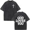 Faith Over Fear Bible Verse T Shirt Men Women Christian Jesus Vintage Washed Harajuku Casual Oversized Soft Durable Daily