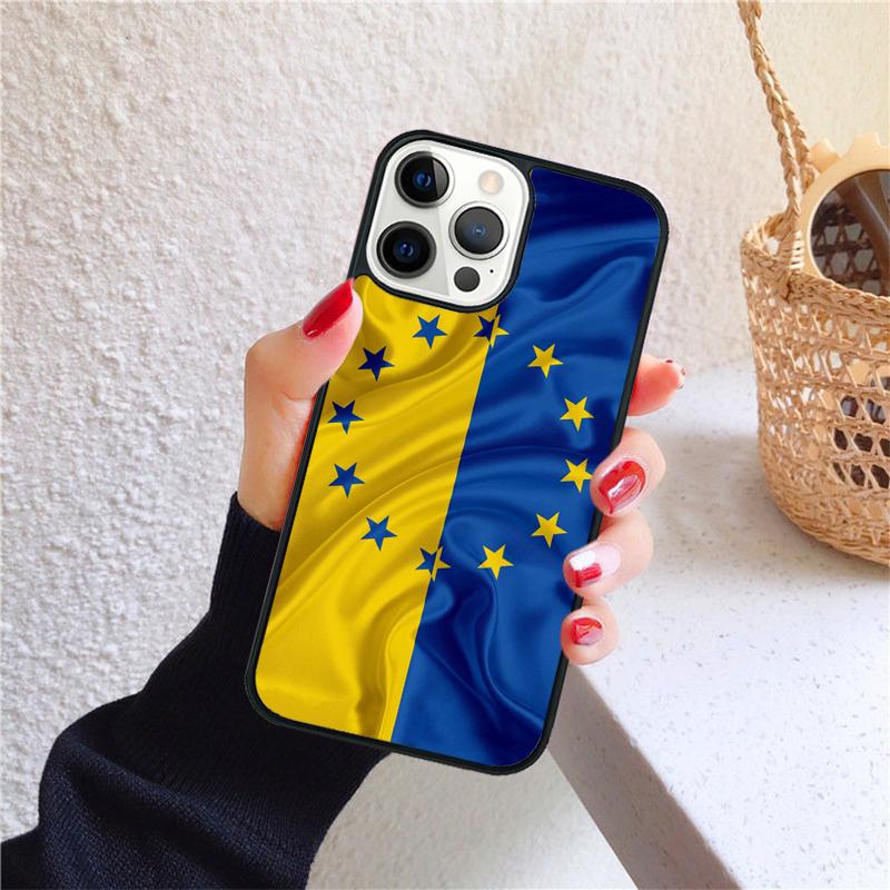 Love Sign with Flag of U-kraine Ukrainian Phone Case Cover For iPhone 17 Air 16 15 14 12 13 Pro Max Plus Fundas