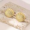 Vintage Gold Plated Fan Shell Drop Earrings