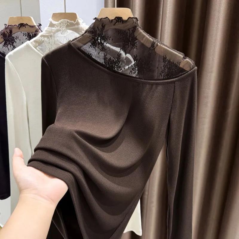 Pullover Oberteile Damen Langarm Herbst Winter Gepolsterte Bluse Übergroß Halber Rollkragen Locker Langarmshirt Slim Pullover Oberteile