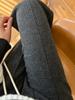 Women's Early Autumn Fleece-Lined High-Waisted Herringbone Trousers: Slimming, Casual Straight-Leg Design