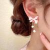 Fashionable Pink Bow Zircon Tassel Pendant For Women's Party Jewelry Earrings