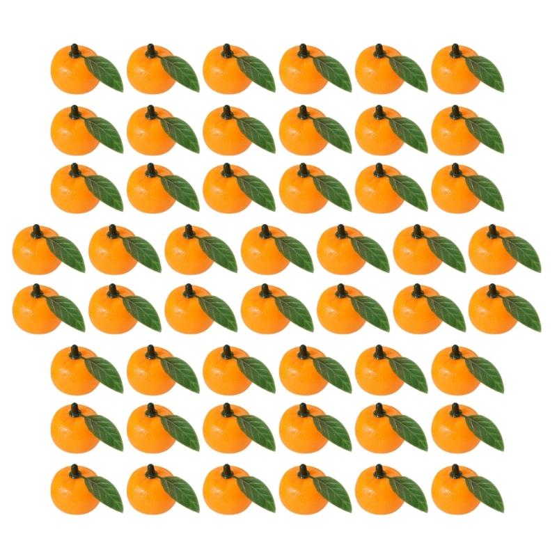 

50Pcs/Pack Realistic Artificial Orange with Leaf Simulation Orange Fruit Model for Home Party Decoration Basket Display 1