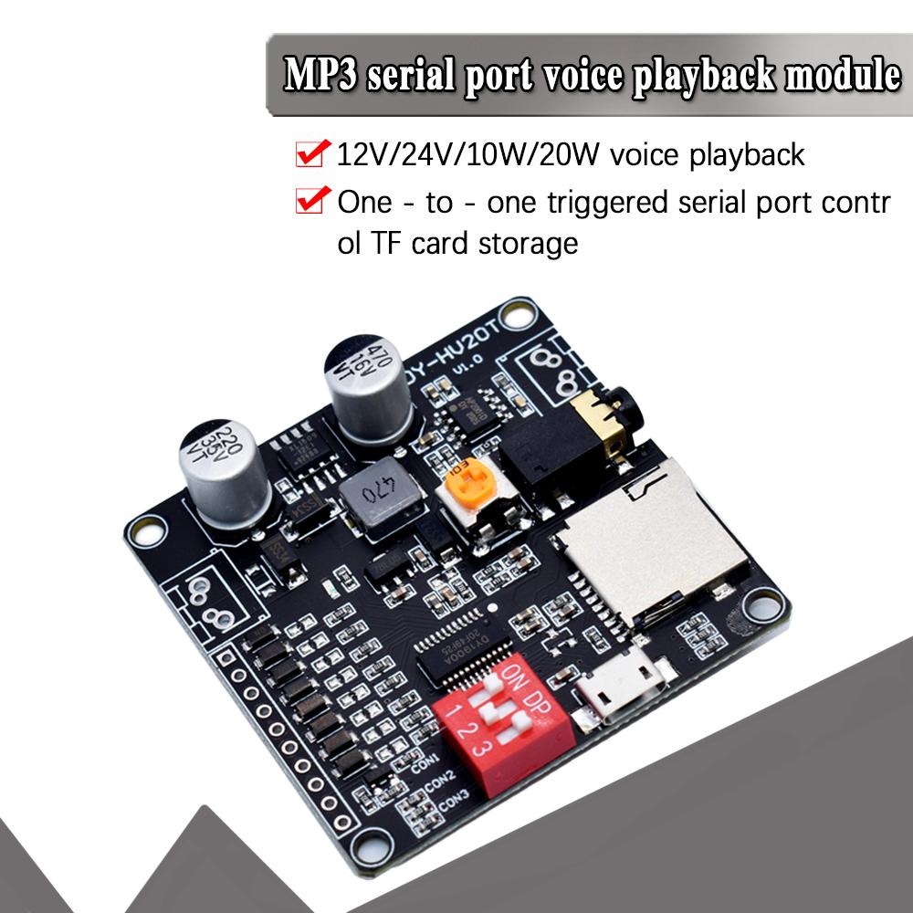 DY-HV8F DY-HV20T Voice Playback Module Board MP3 Music Player 10W 20W 12V 24V Playback Serial Control DIY Electronic For Arduino