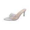 Summer Women's High Heels Sexy Pointed High Heeled Slippers Luxury Leather High Heels Slippers for Women Open-toed Mules Slides