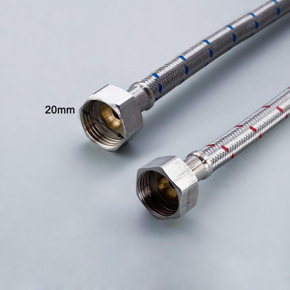 G1/2 G3/8 G9/16 1 Paar Edelstahl Flexible Sanitärrohre Kalt Warm Mischbatterie Wasserzuleitungsrohr Schläuche Badezimmerteil 50cm