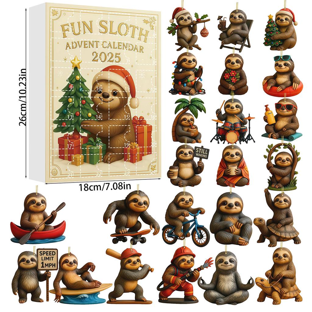 Christmas Advent Calendar Blind Box Animal Pet Series Acrylic Pendant Christmas Tree Decor Surprise Gift 12 Pack