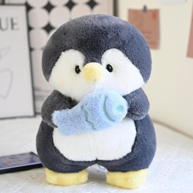 

New Penguin Doll Creative Penguin Hold Fish Penguin Plush Toy Children Accompany Animal Doll Hug Pillow 30cm