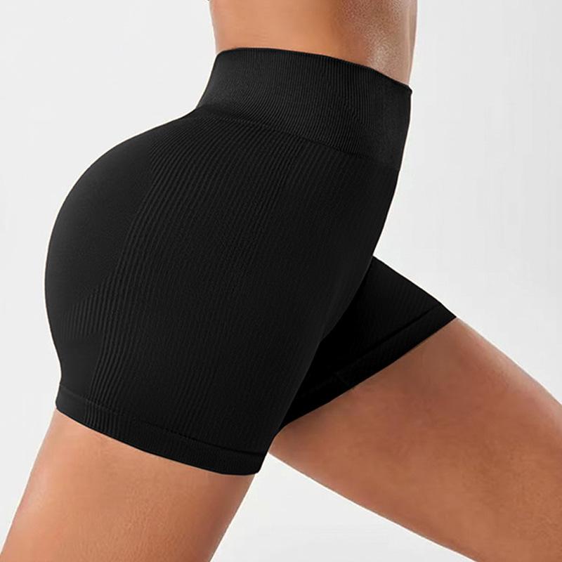 Women's Cross Waist Elastic Yoga Shorts with Peach Hip Design - Three-Quarter Length, Perfect for Running and Fitness