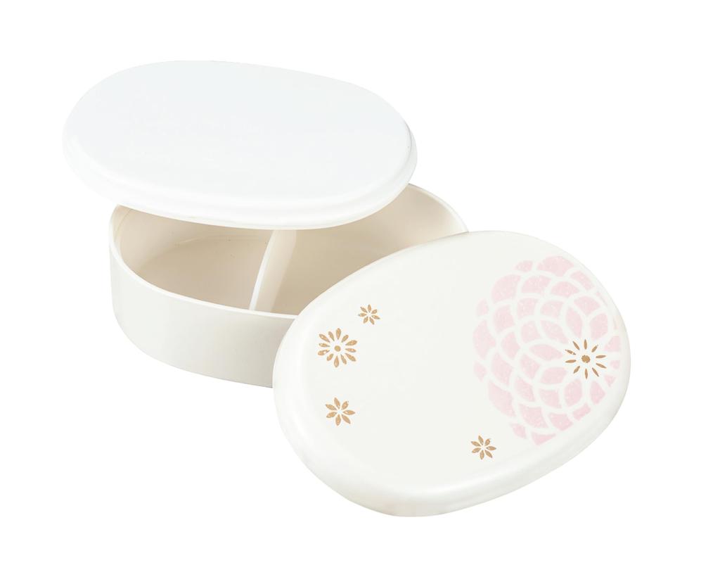 Tatsumiya Pearl Hyakka Oval Lunch Pink 30548 One-Tier Box, Hyakka, Size Approx. W16.2 D11.3 H5.9