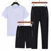 ROMON Men's Ice Silk Short Sleeve Casual Sportswear 3-Piece Set