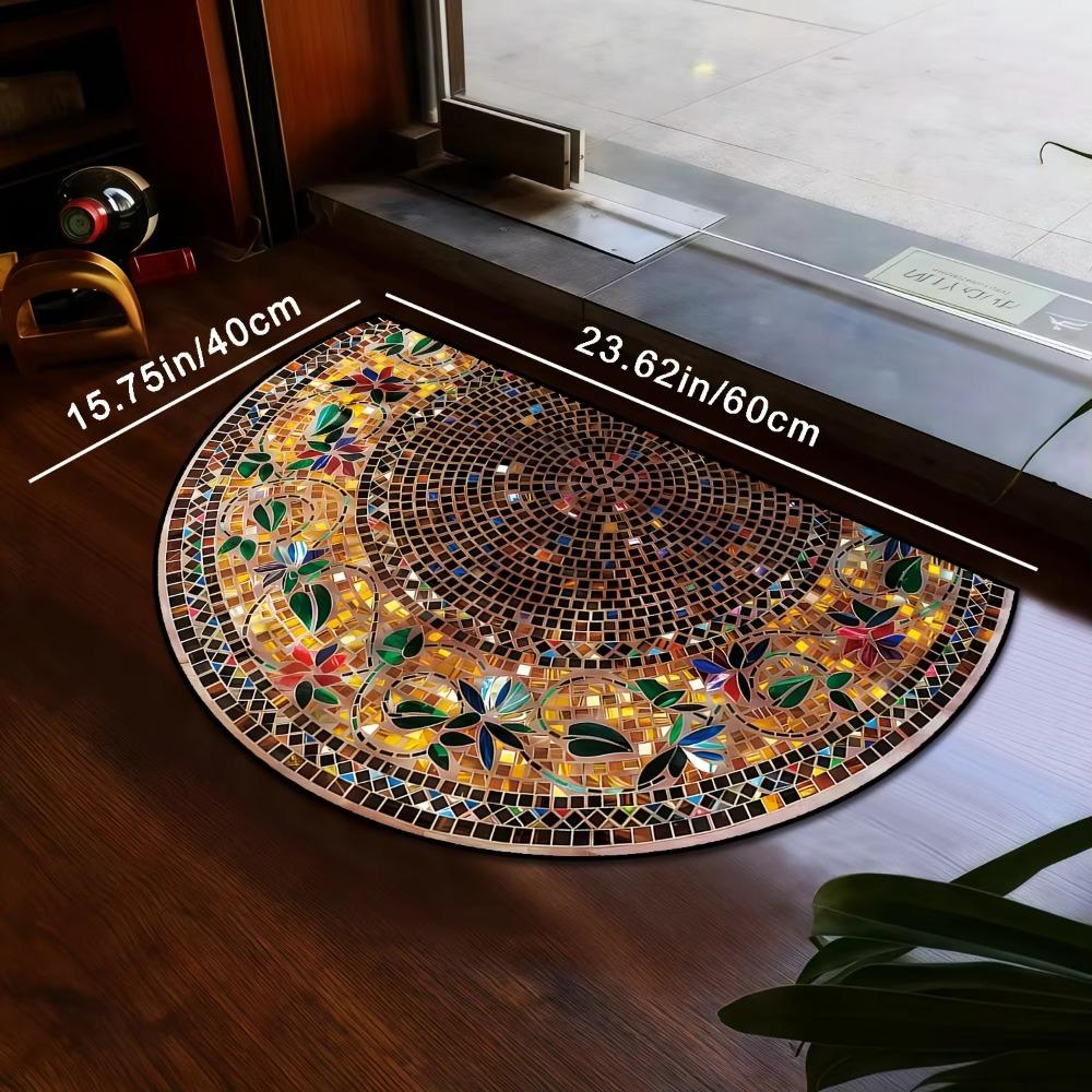 Luxury Retro Ethnic Style Welcome Mat Artificial Vision Carpet Home Semi-Circular Suitable for All Seasons Anti-fouling