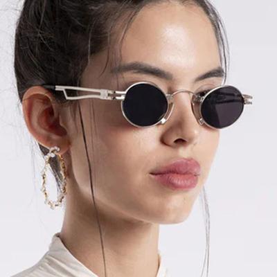 Steampunk Vintage Metal Round Sunglasses Luxury Brand Designer Punk Shades Hip Hop Small Frame Sun Glasses For Women Men