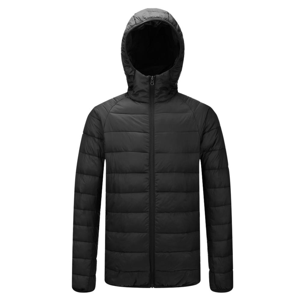 Men's Winter Style Light Weight Feather Down Cotton Coat Hooded Coat