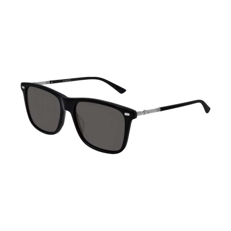 GUCCI Side Lettering Logo Plate Frame Square Sunglasses Men's Black