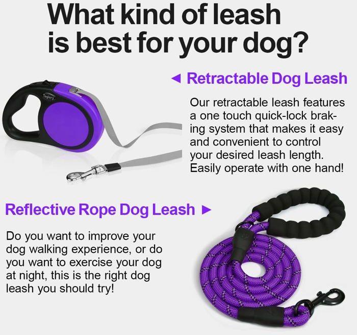 Laisse rétractable - TAGLORY - TL-QYS016-PU-5M-L - Nylon durable - 5m - Antidérapante