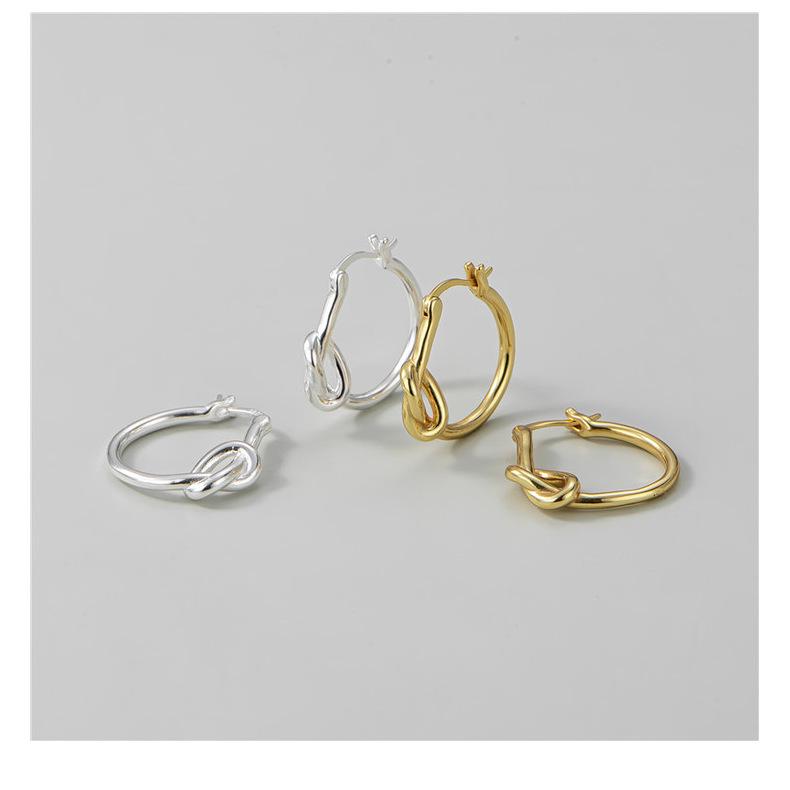 Korean Style S925 Sterling Silver Knotted Rope Ear Cuff Earrings