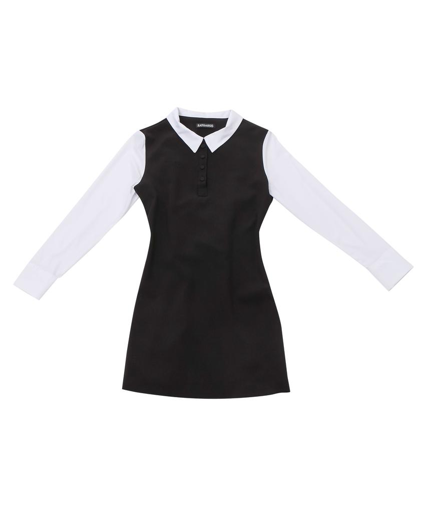Catharsis Contrast Corset Collar Dress Black One Size