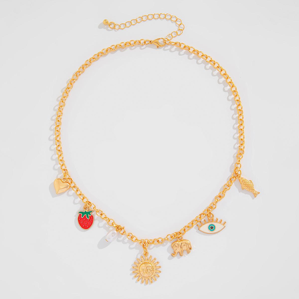 

TEMU популярная многослойная бахромчатая цепочка на ключицу, простое стильное ювелирное украшение в форме сердца, клубничное модное ожерелье для женщин