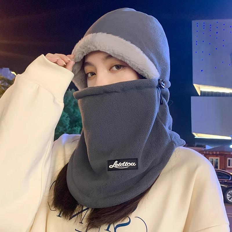 Warm Hats, Men's and Women's Autumn and Winter Outdoor Velvet Windproof Ear Protection Mask, Hat and Scarf Integrated Cycling Cold Protection Artifact