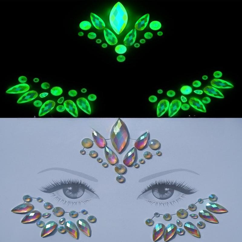 Crystal Tattoo Sticker Glitter Eyeliner Eyebrow Makeup Face Eyes Diamond Temporary Tattoo Rock Rhinestone 3D Eyeliner Stickers