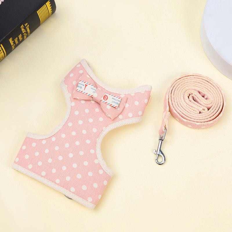 Classic Plaid Cat Rabbit Harness and Leash Set Breathable Pet Harnesses with Bow for Bunny Kitten Rabbits Accessories Clothes