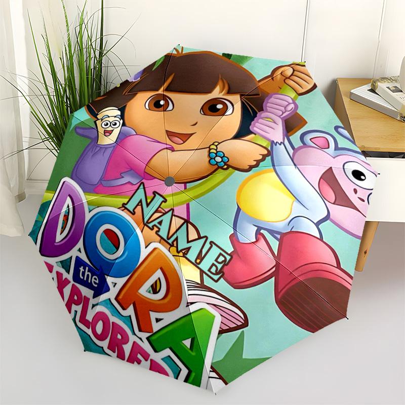 1PC Dora Explorer Custom Name Automatic Open/Close, 8-Rib Durable Frame Compact Travel Umbrella for Men & Women D1222003