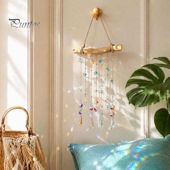 Elegant Birthday Present Crystal Wind Chime Pendant, Glittering Sun Catchers with Long Decorative Balcony Ornament Tassel, Sophisticated Hanging