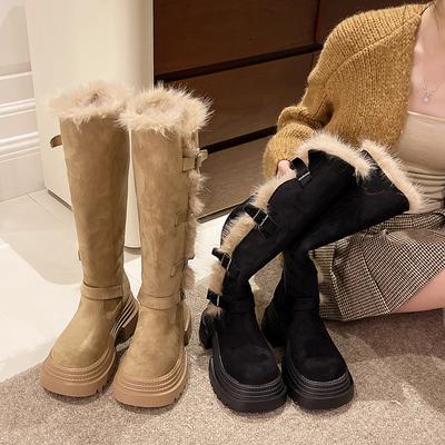 Schneestiefel für Damen im Winter 2026 warm hoch geschnitten mit Fleece nicht über Kniehöhe lang Stiefel für Damen