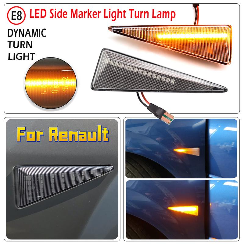 2pcs Led Dynamic Turn Signal Side Marker Light Sequential Blinker Lamp For Renault Espace MK4 Vel Satis Wind Avantime Megane 2