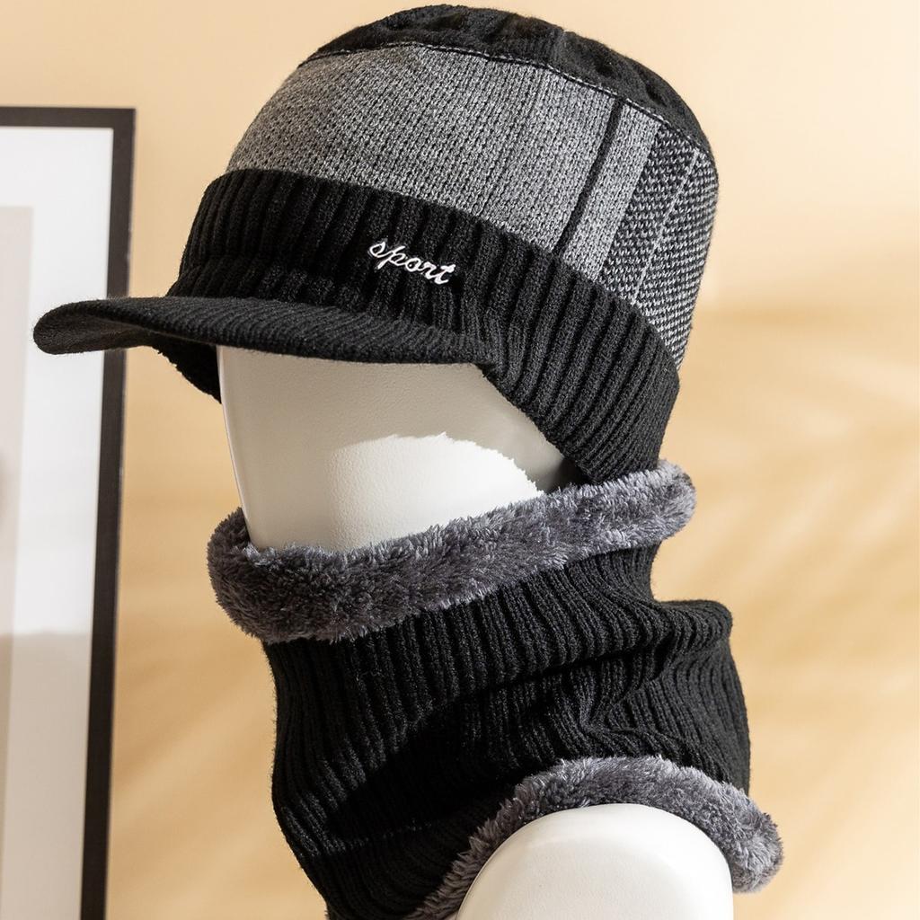 Men Winter Warm Set Classic Plush Fur Lined Winter Hat Male Outdoor Keep Warm Fashion Hat Cap