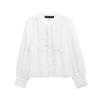 Spring 2025 Women's European and American Style Lace Pleated Shirt Top